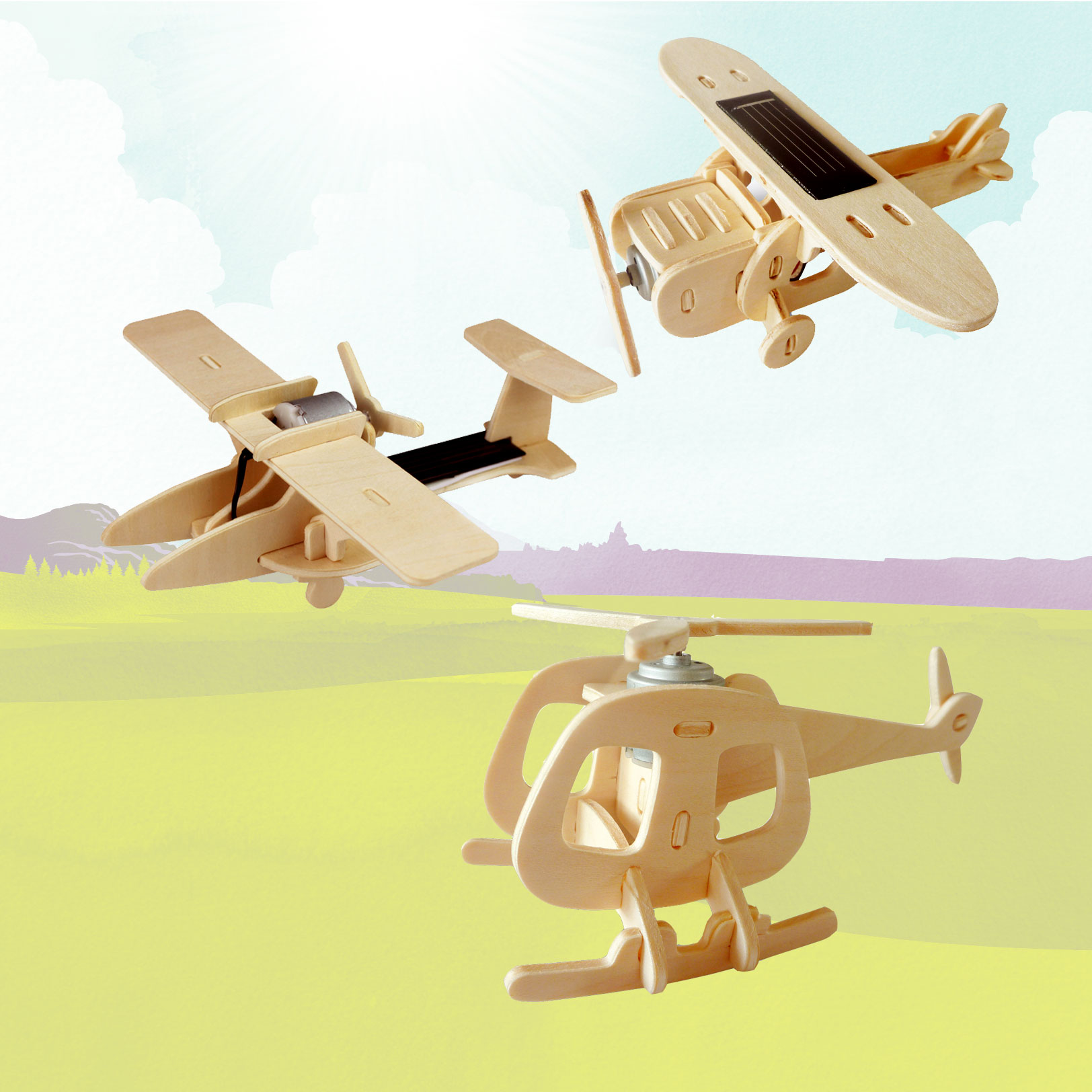 3 maquettes d'aviation animées