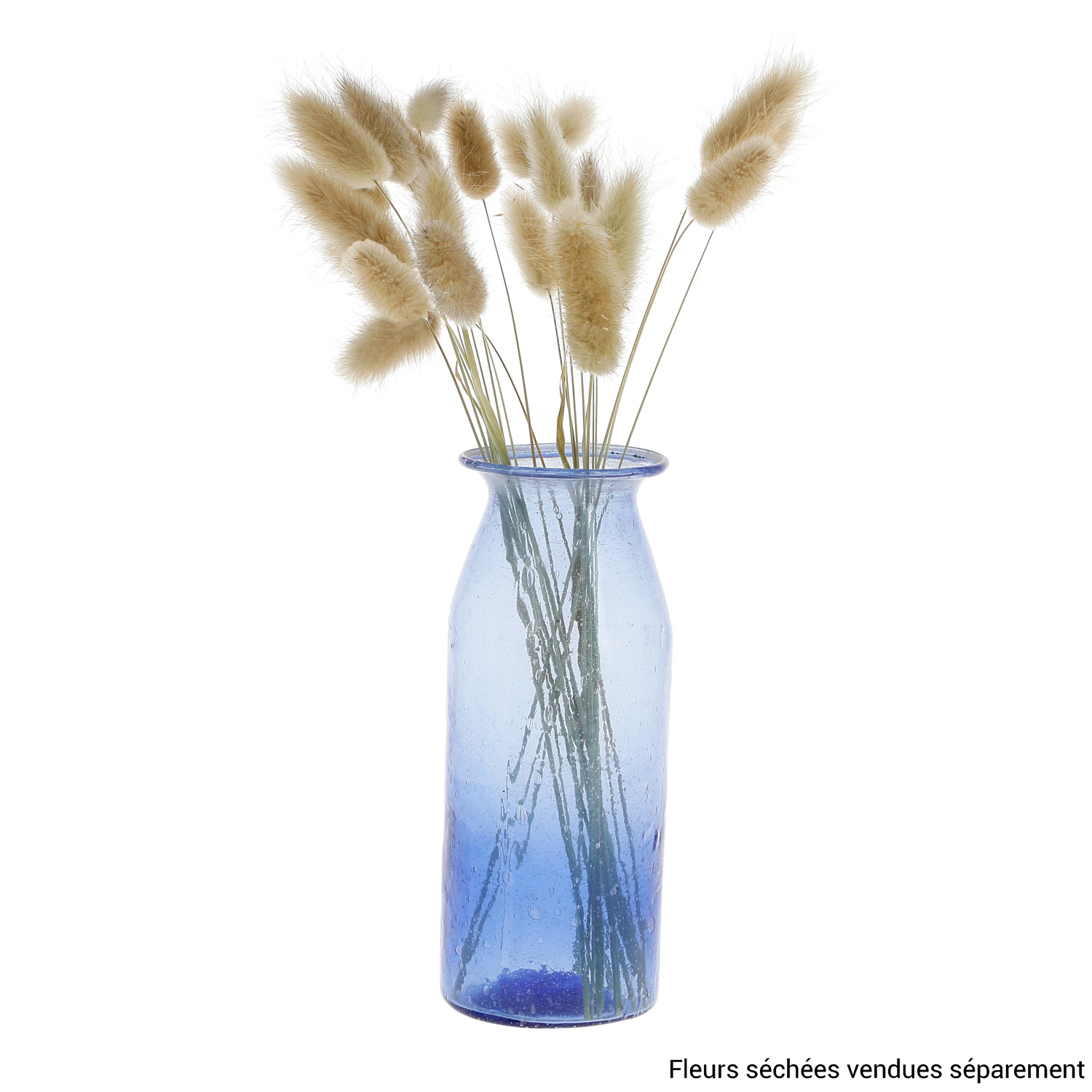 Vase verre recyclé bleu