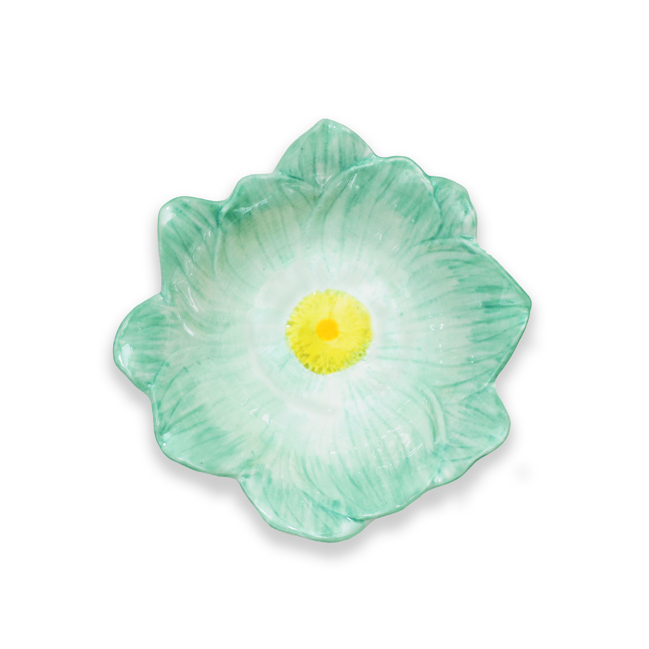 Coupelle fleur en grès vert