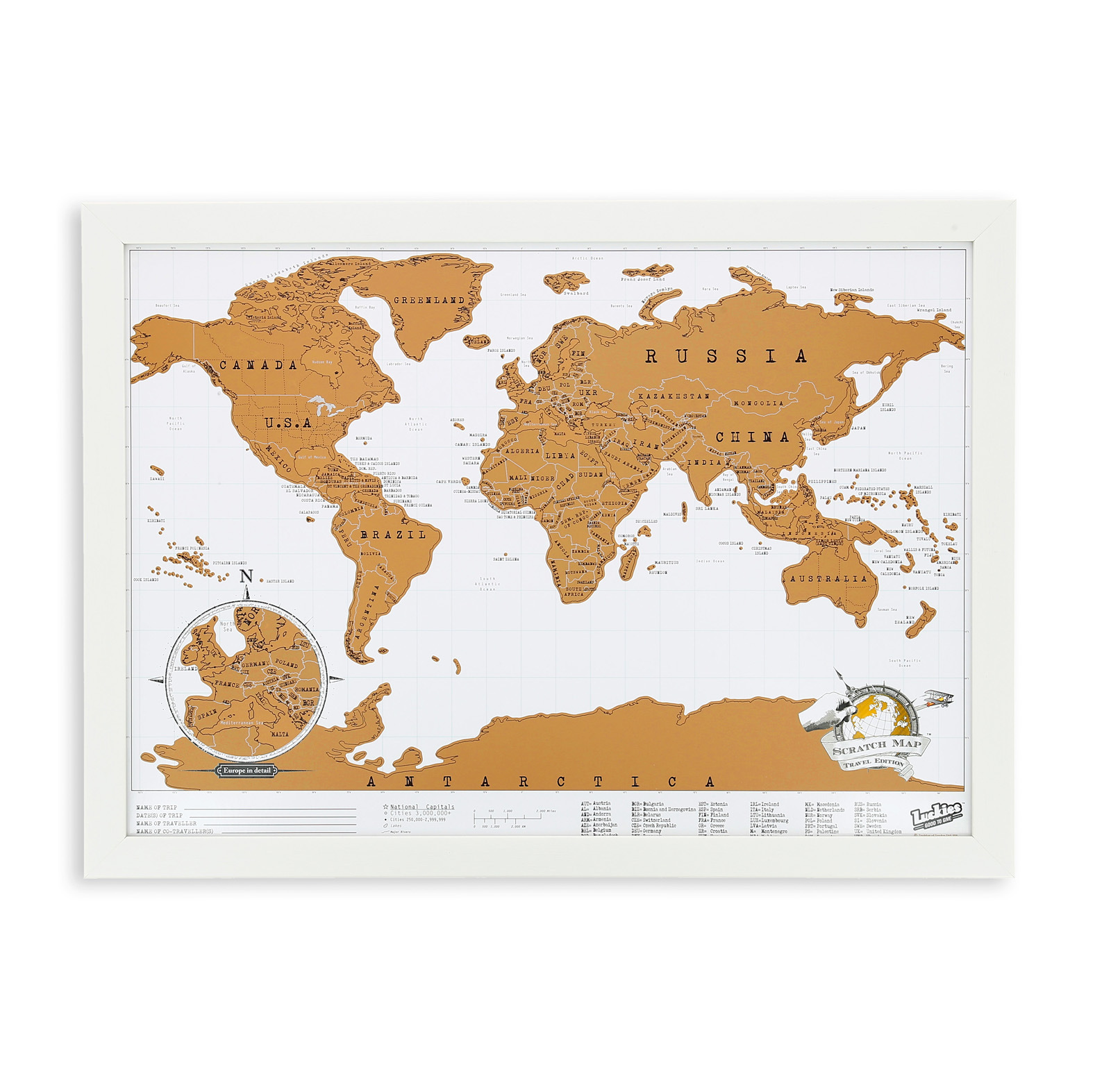 Mini carte du monde à gratter