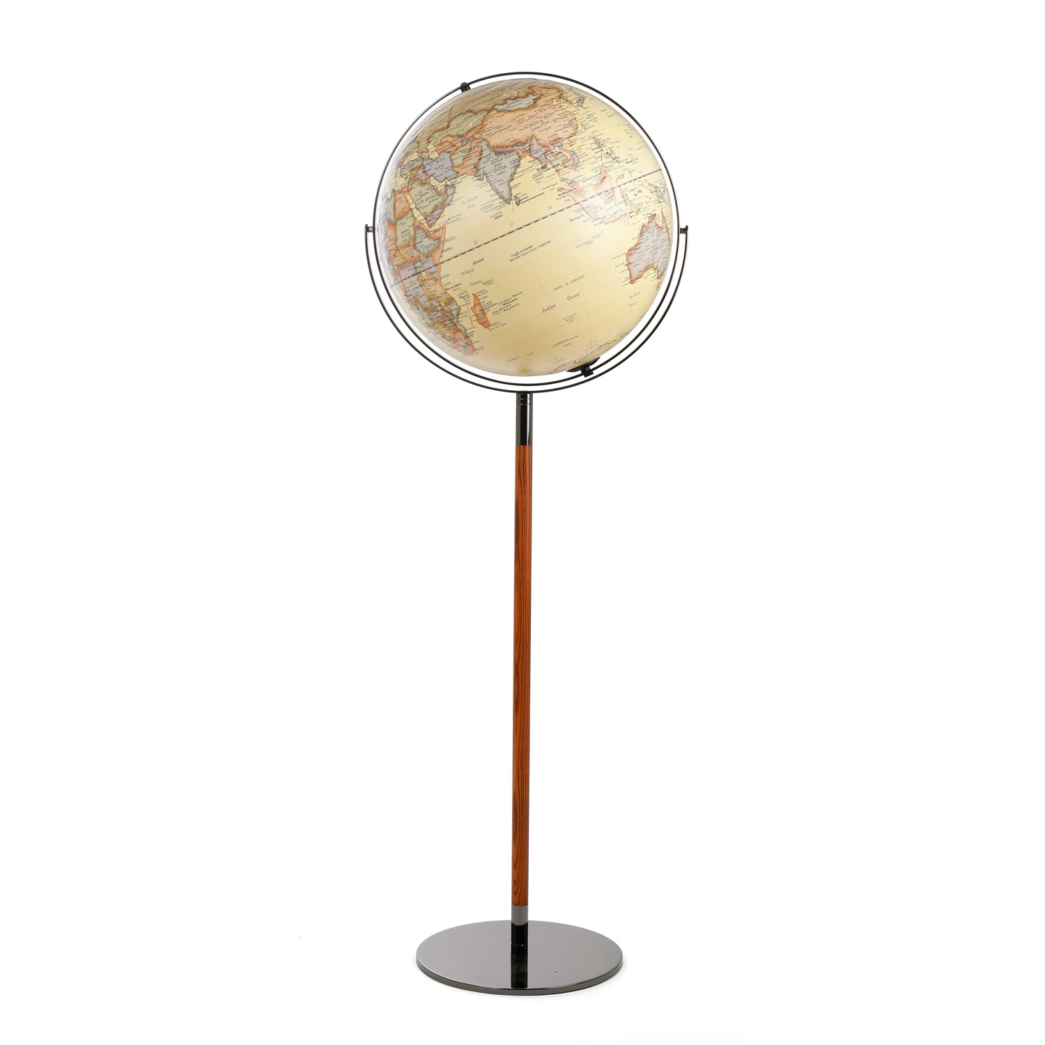 Globe sur pied bois antique