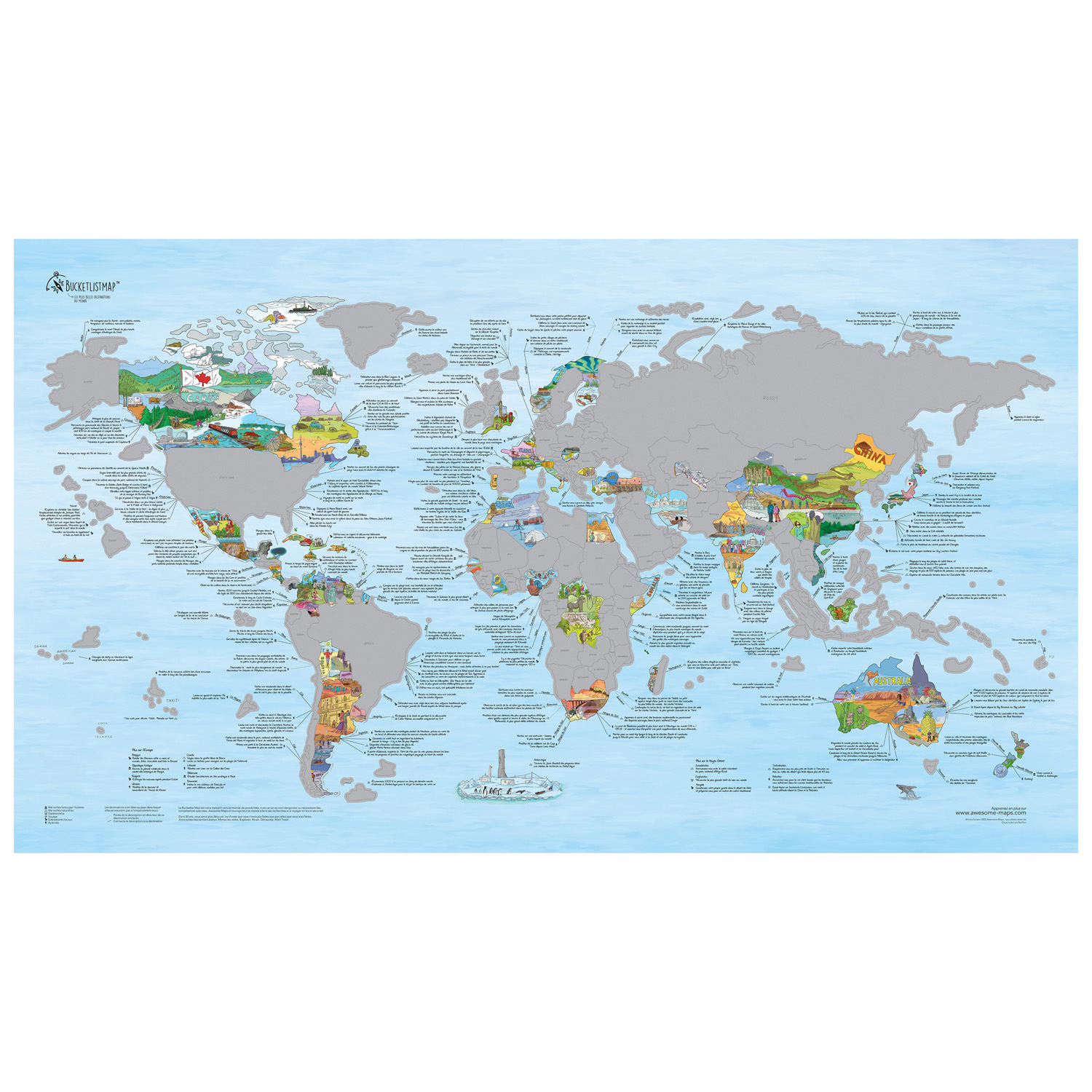 Carte du monde à gratter Beaux Voyages