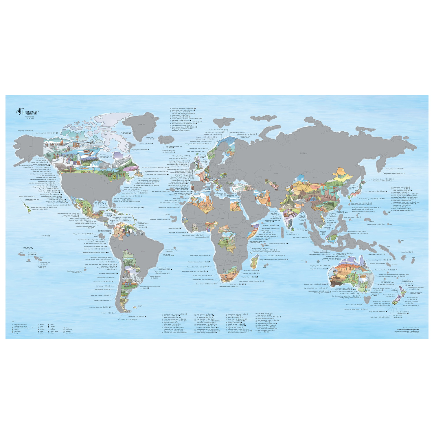 Carte du monde à gratter Randonnées