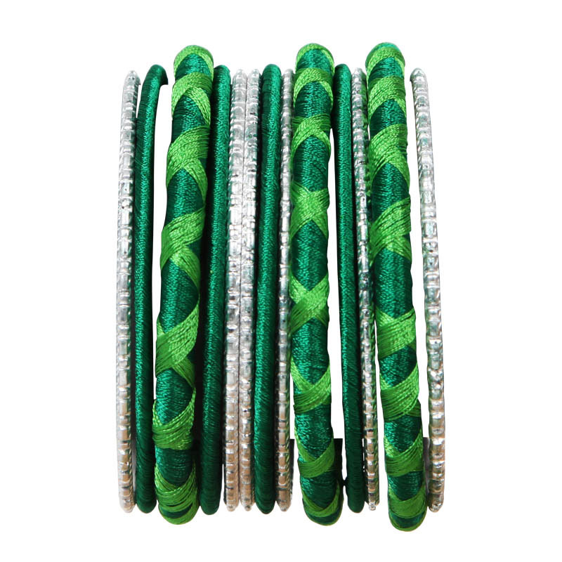 Bracelets indiens verts/argentés