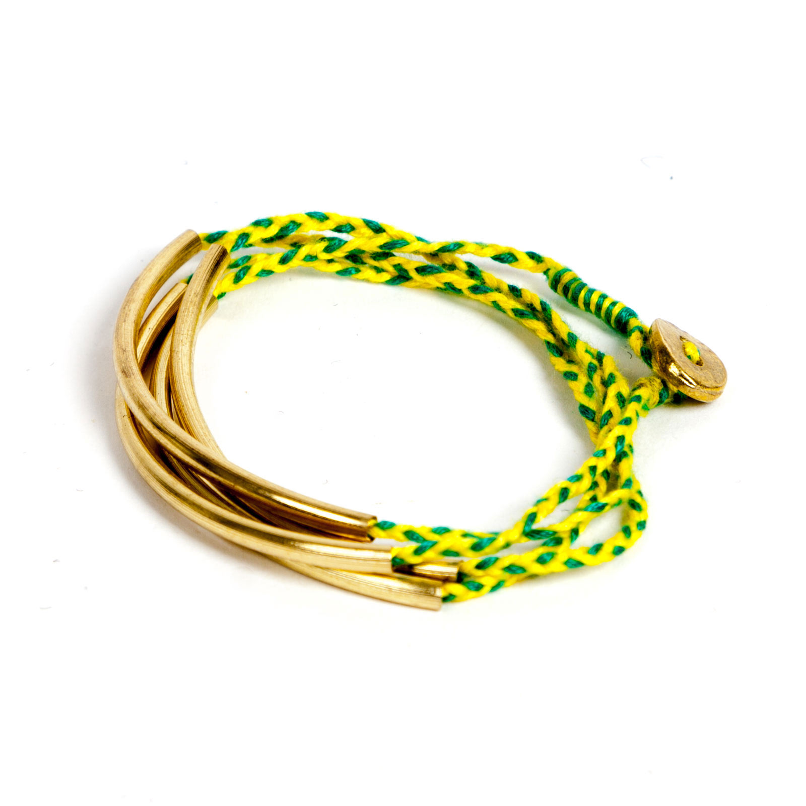 Bracelet tressé vert/jaune