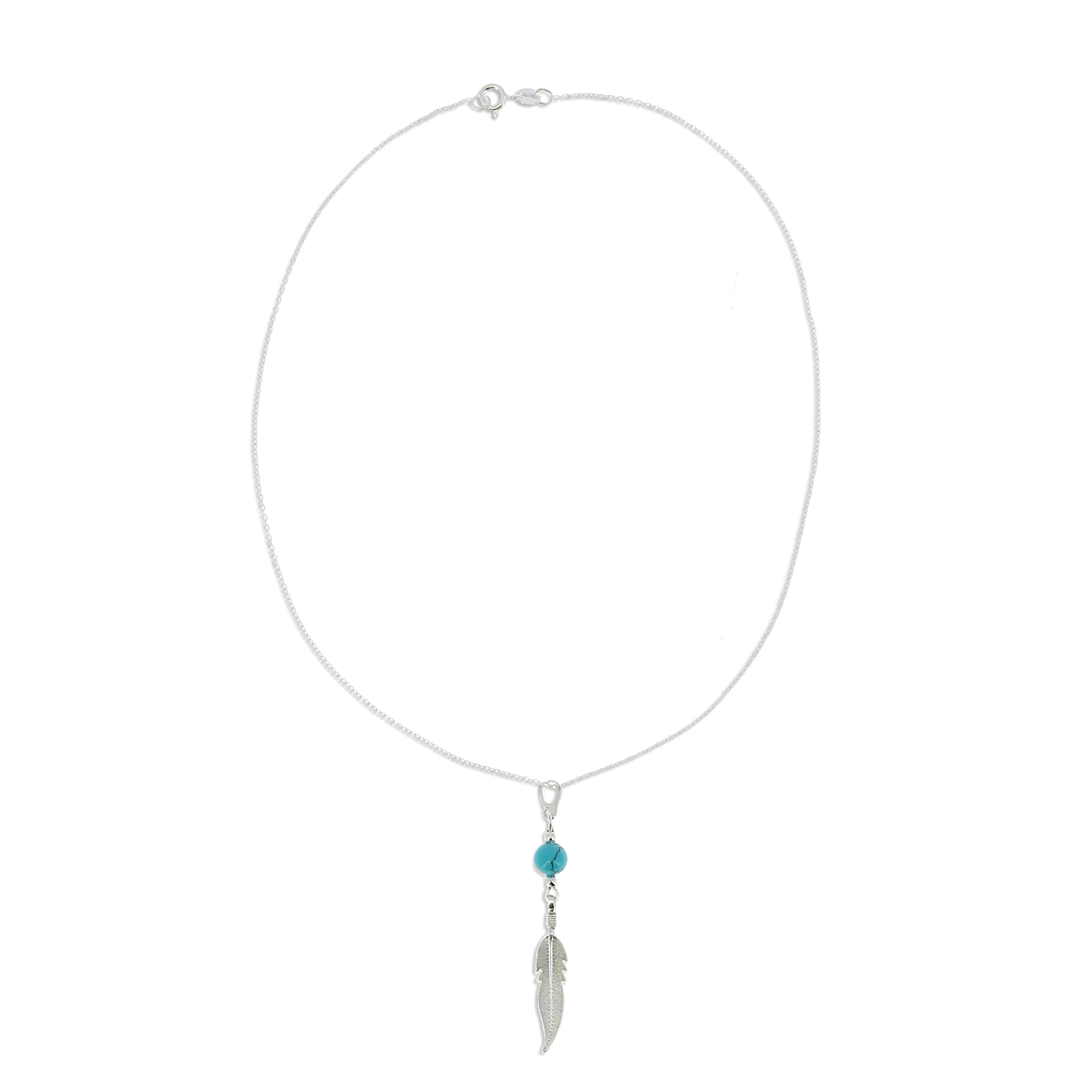 Collier plume turquoise