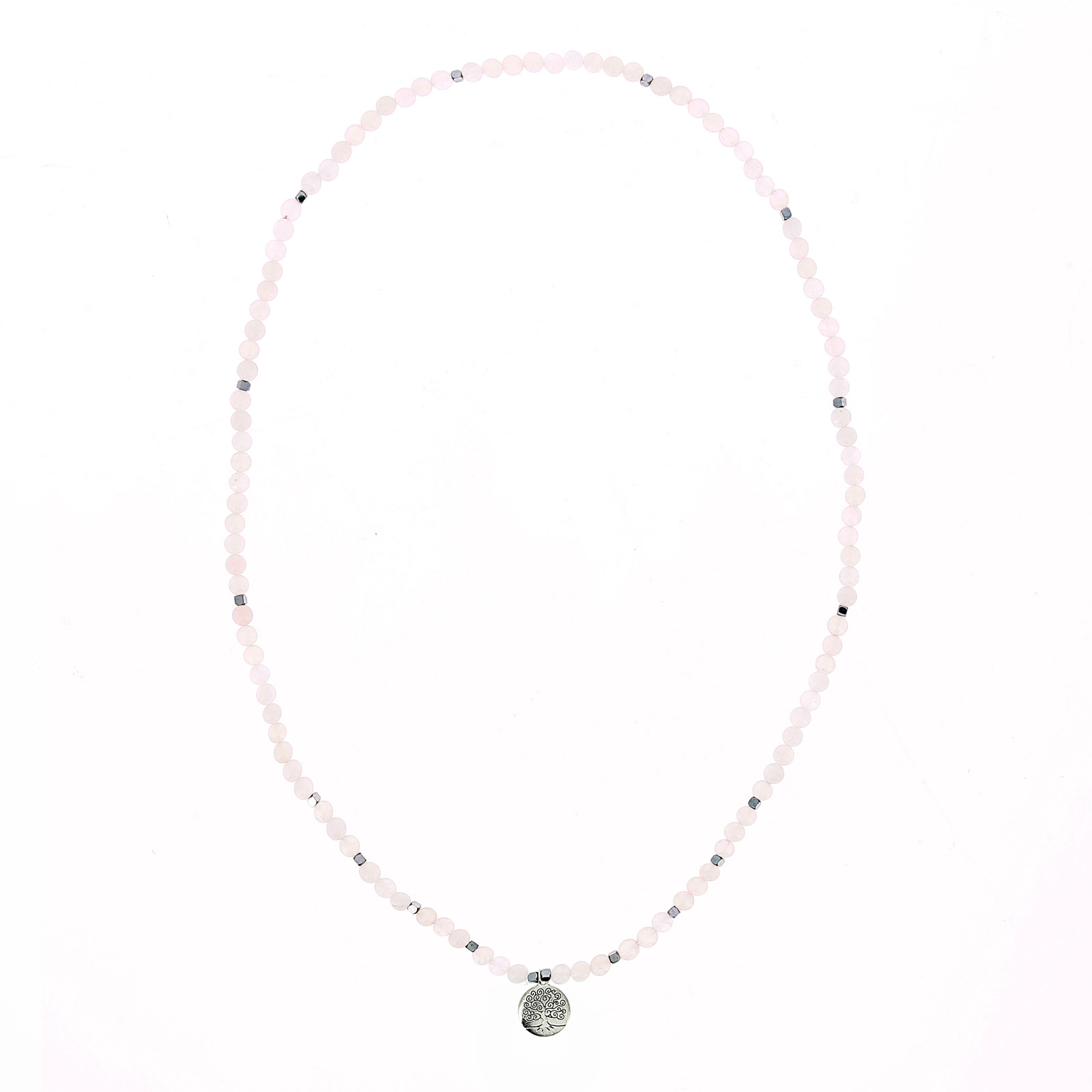 Collier en perles de quartz rose