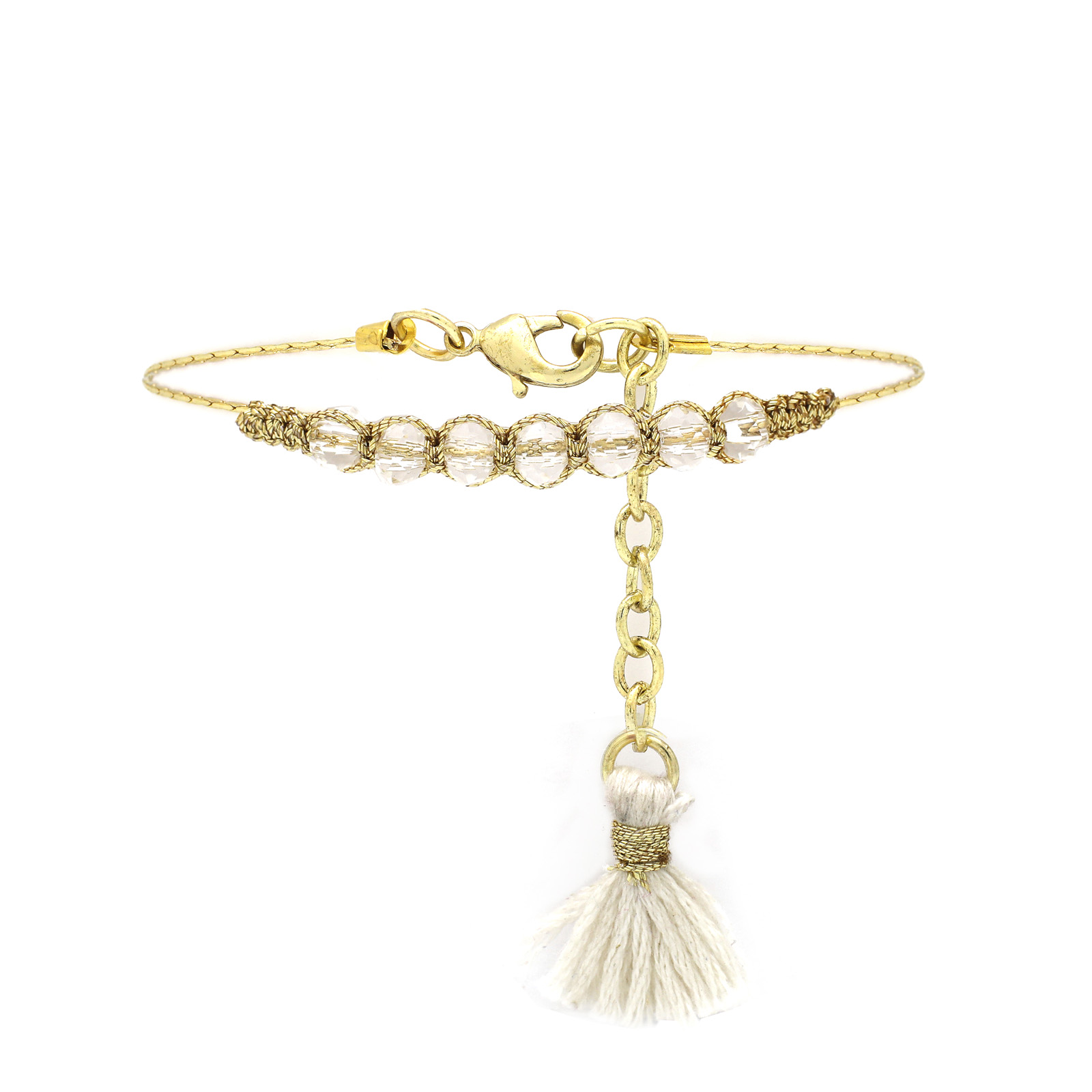 Bracelet perles de verre blanc