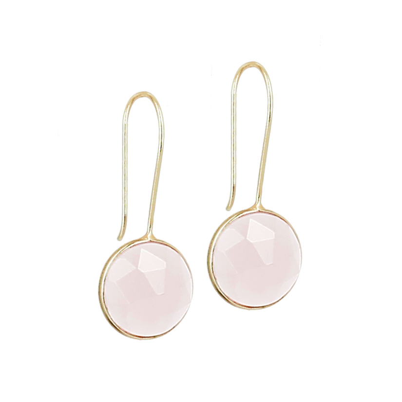Boucles d'oreilles pendantes quartz rose