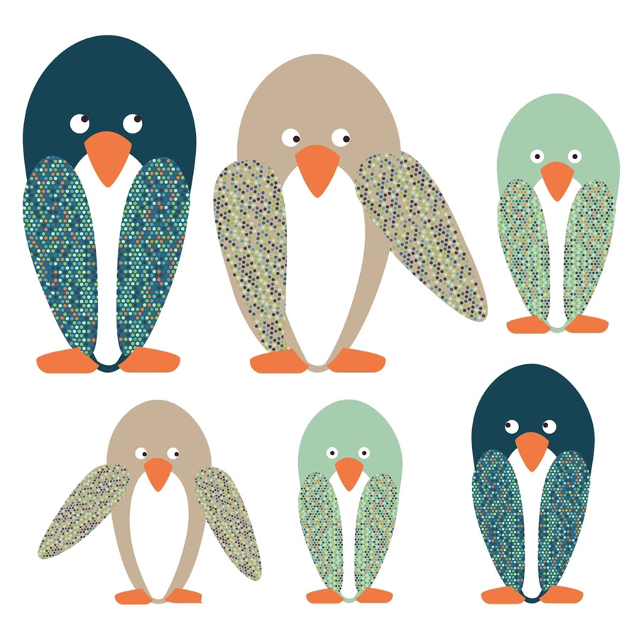 Stickers enfant famille pingouin
