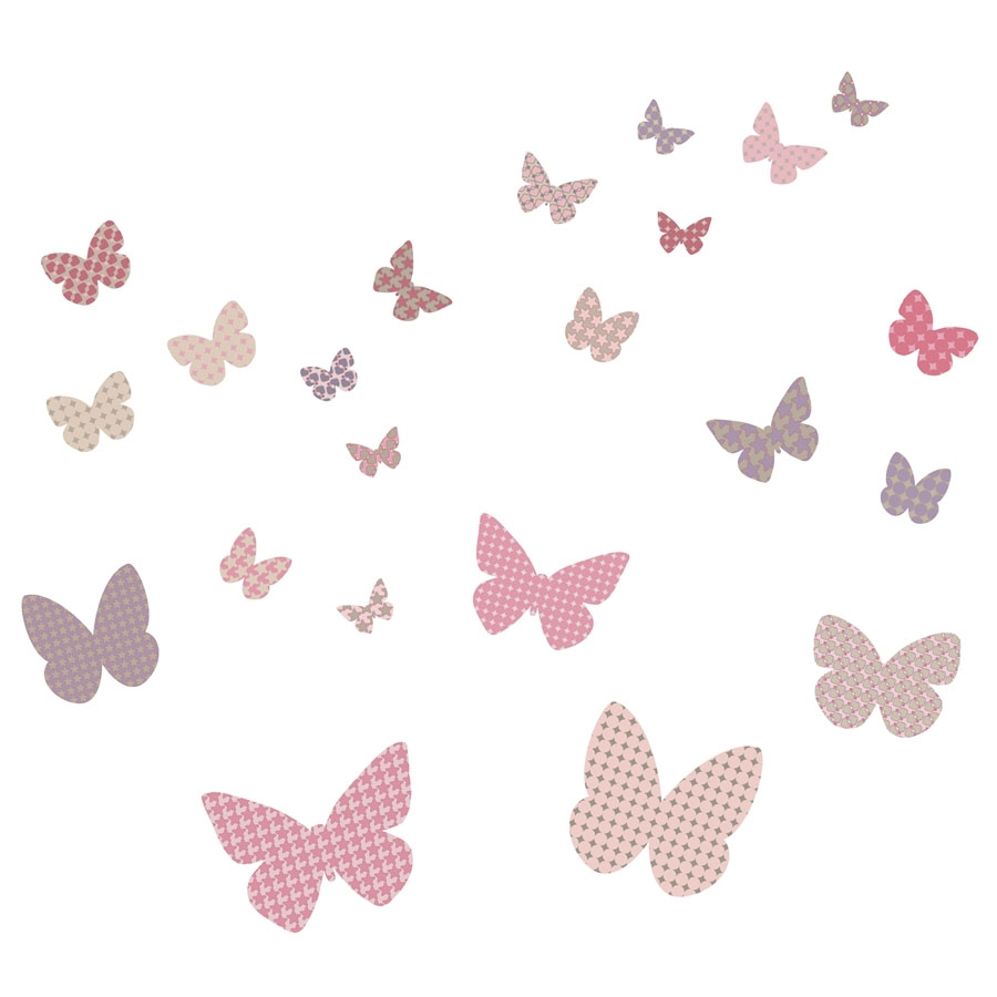 Stickers enfant papillons rose