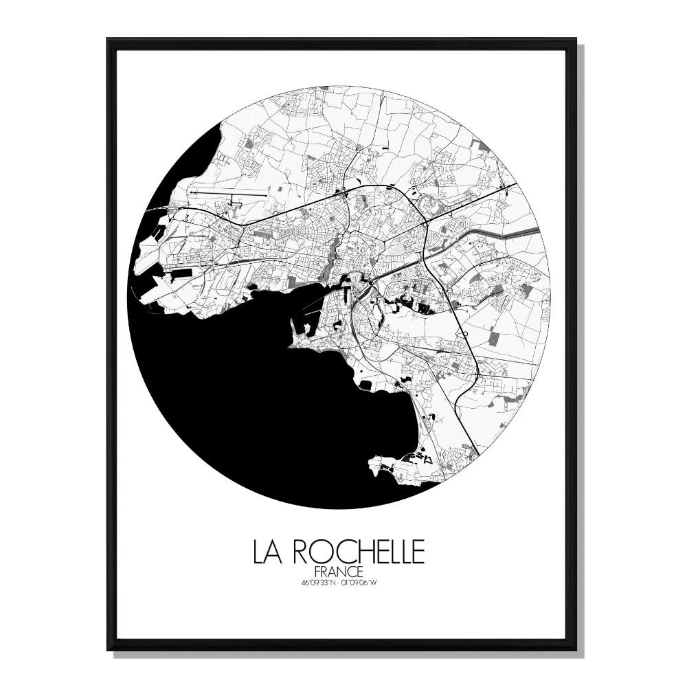 La rochelle carte ville city map rond