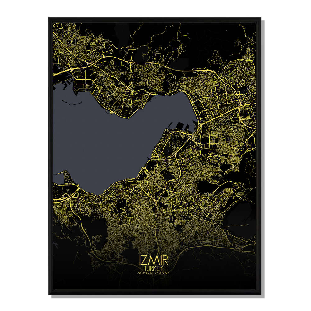 Izmir carte ville city map nuit