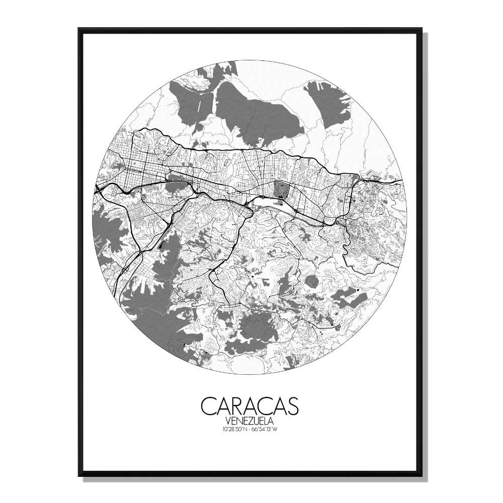 Caracas carte ville city map rond