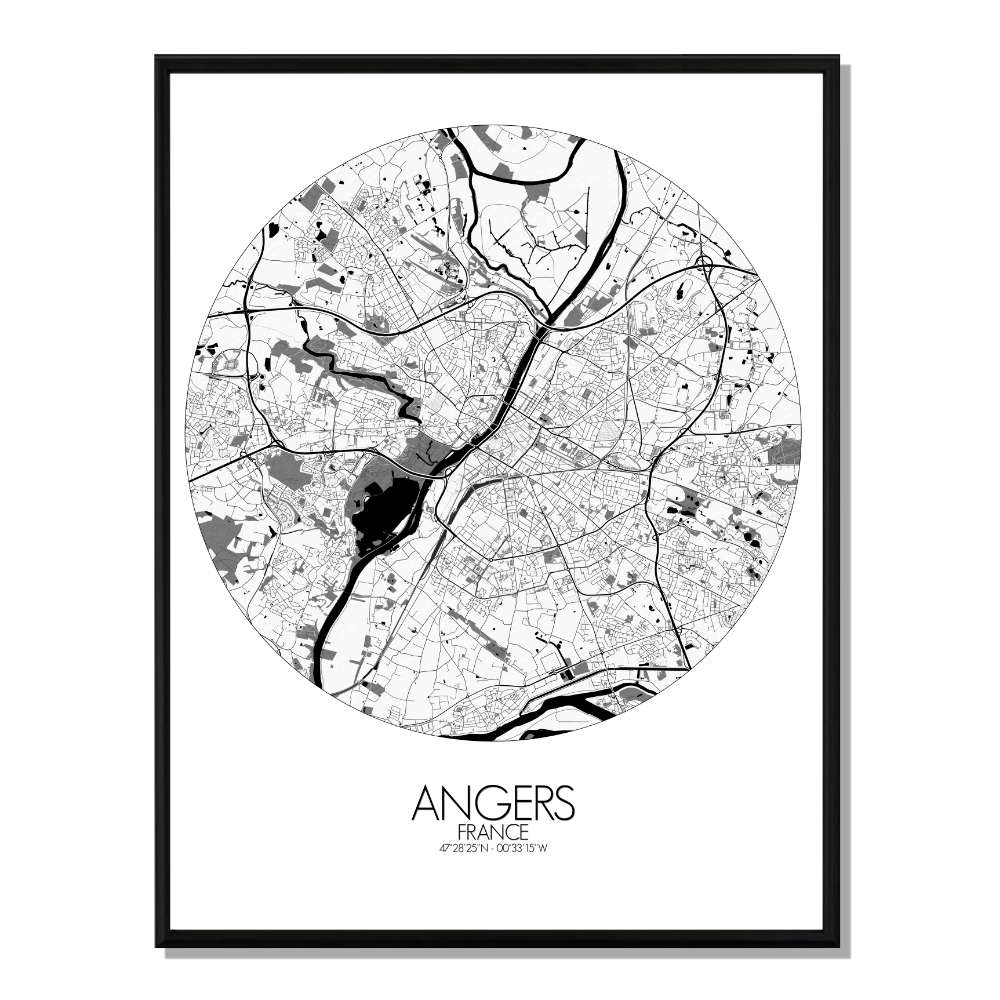 Angers carte ville city map rond