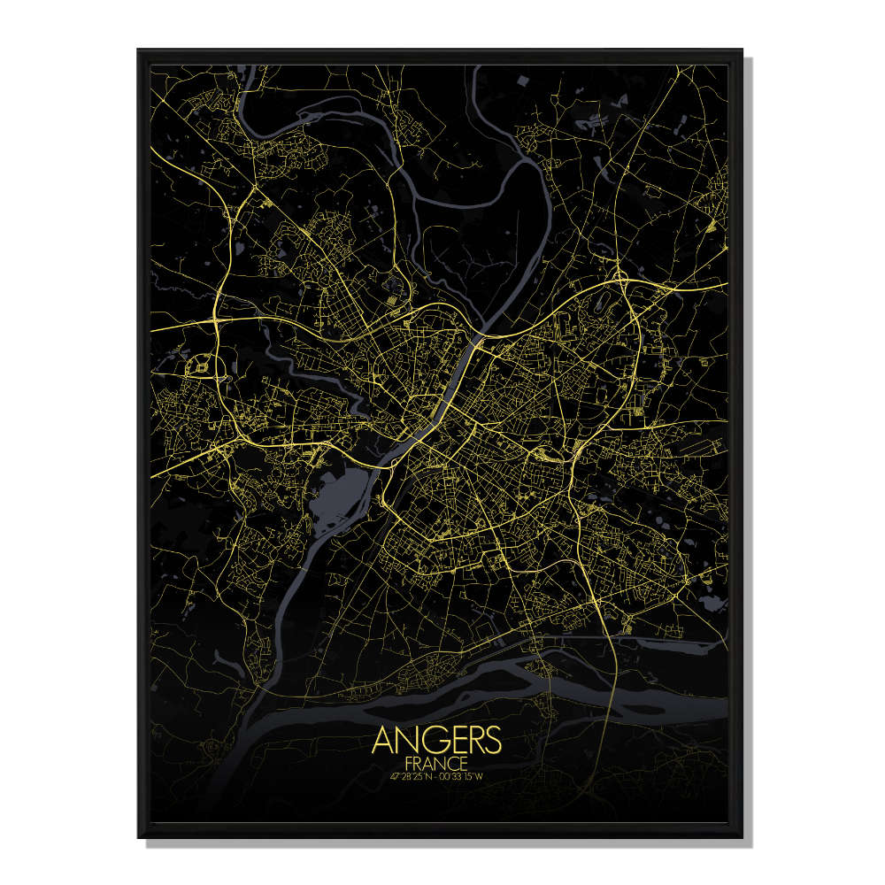Angers carte ville city map nuit