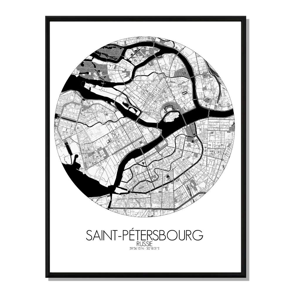 Stpetersbourg carte ville city map rond