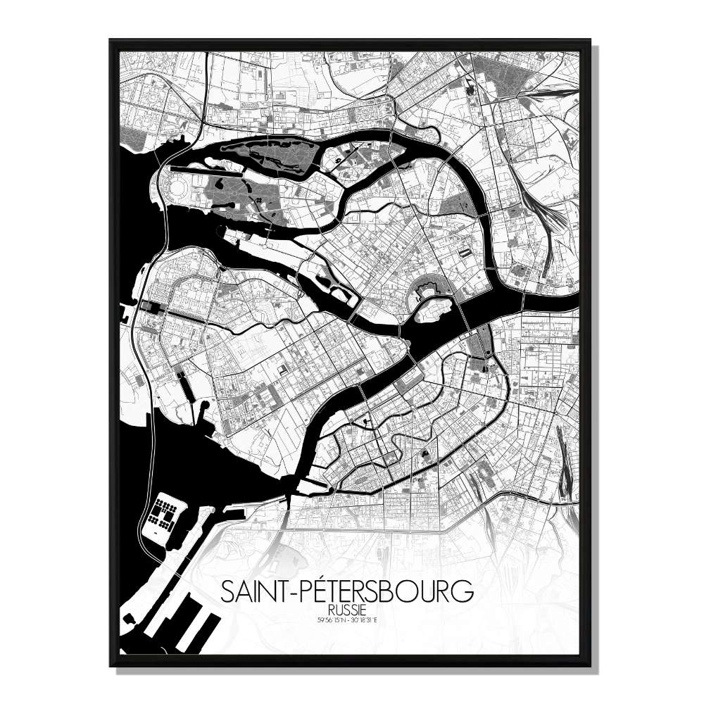 Stpetersbourg carte ville city map n&b