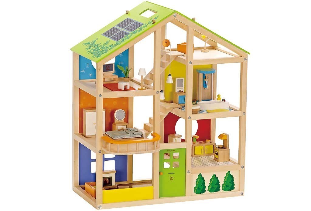 Maison de poupée en bois meublée
