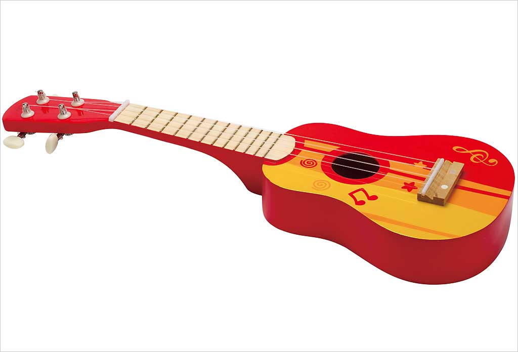 Jouet guitare en bois rouge hape