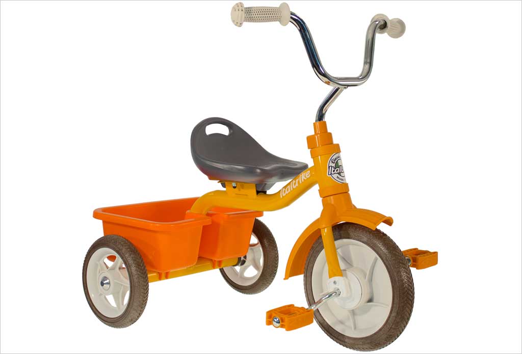 Tricycle métal orange avec benne italtri