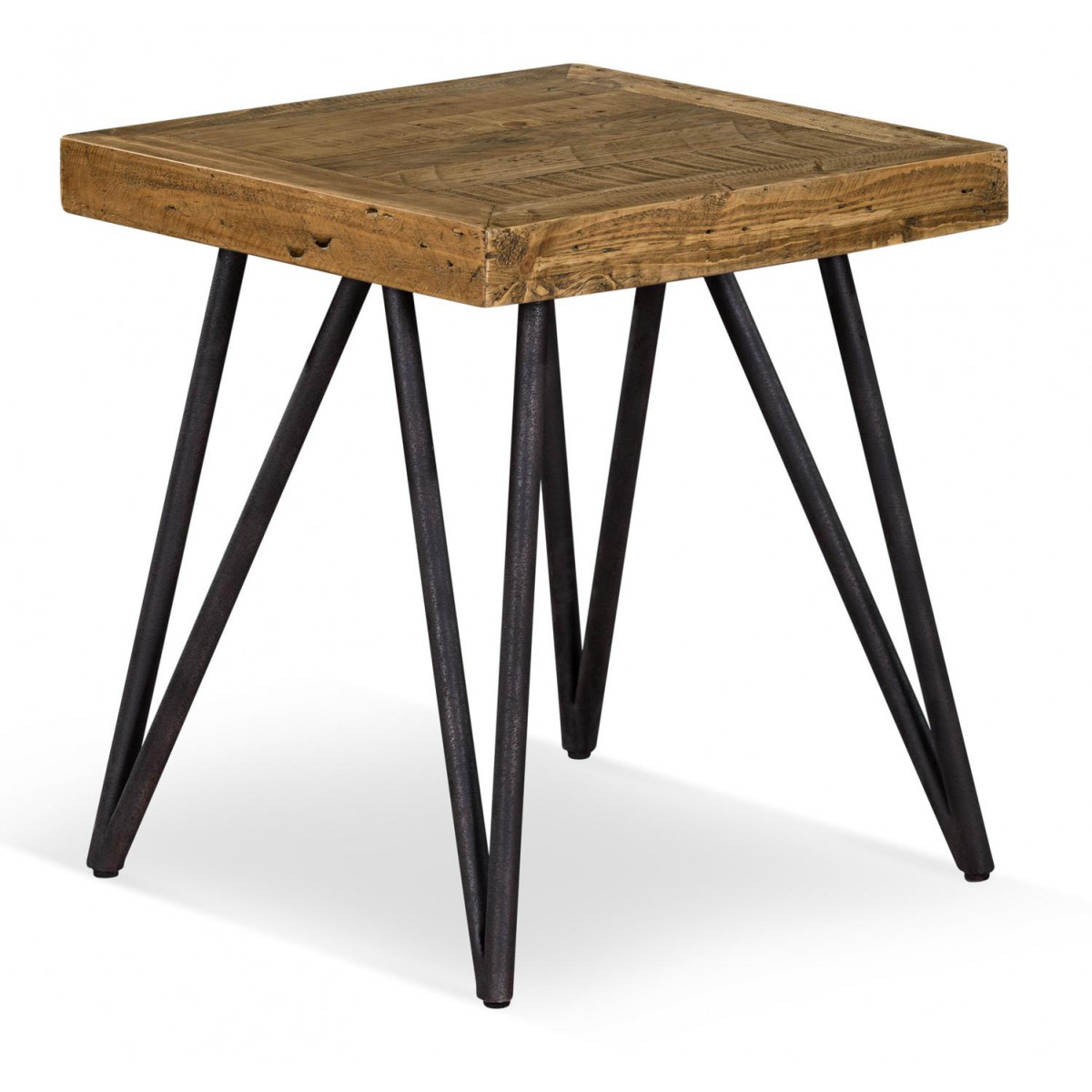Table de chevet bois métal marron 50x50x