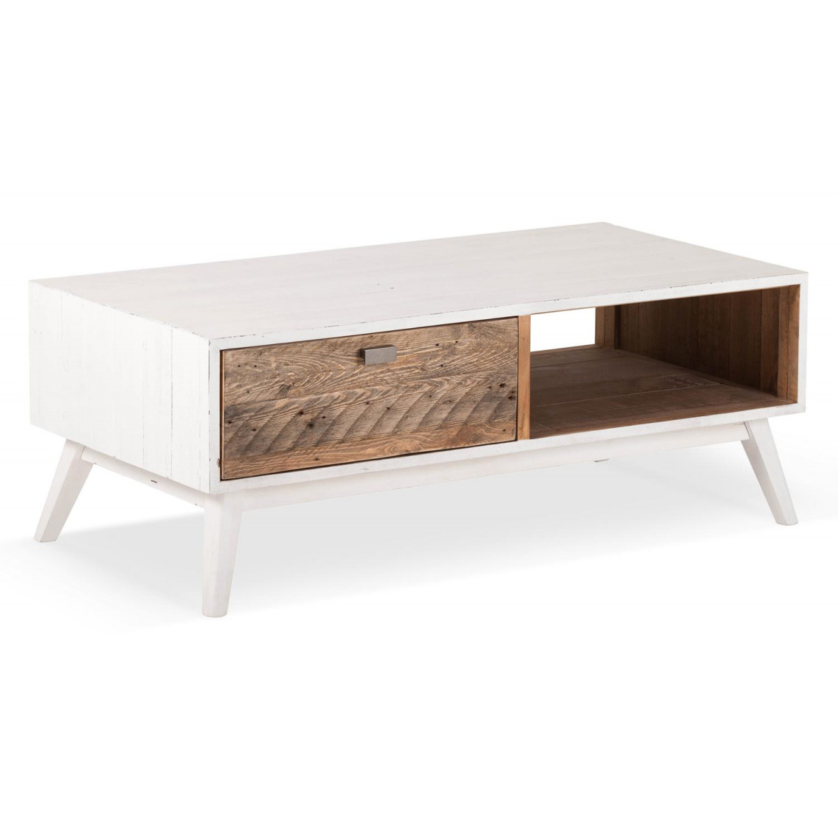Table basse 1 tiroir bois blanc 120x60x4