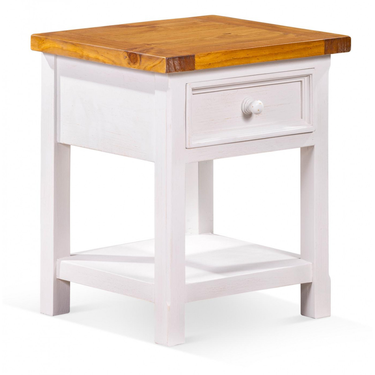 Table de chevet bois blanc 50x45x60cm