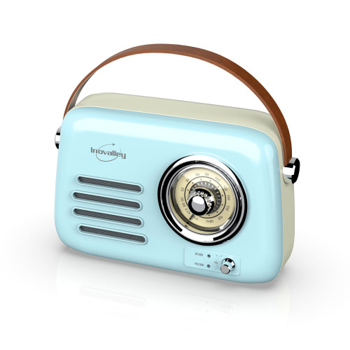 Radio vintage portative bluetooth bleue