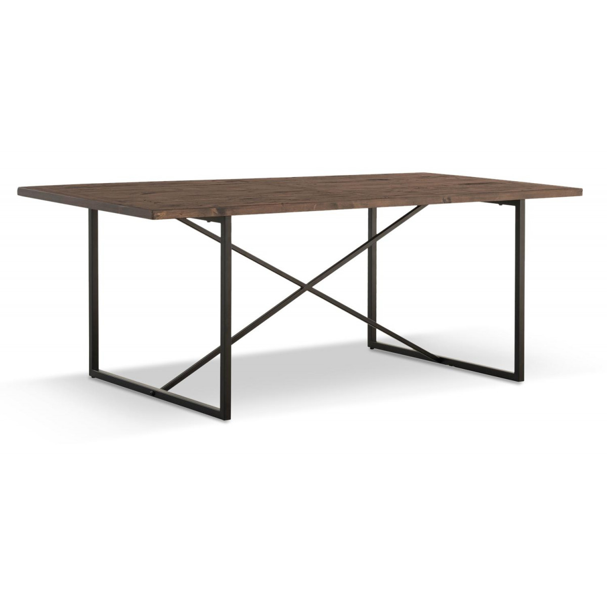 Table à manger bois métal marron 200x100