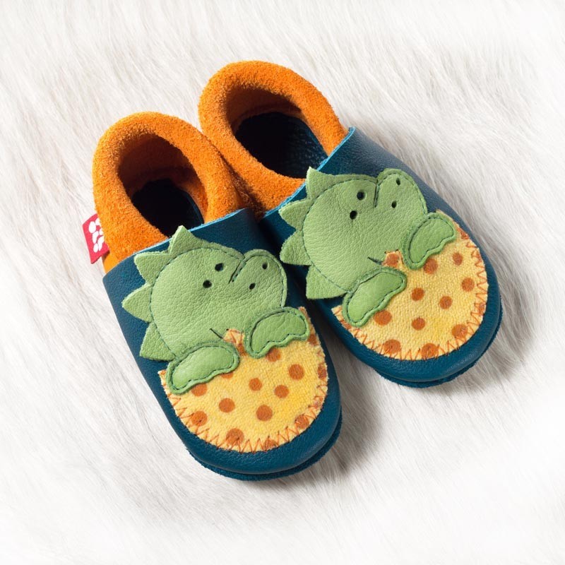 Chaussons cuir souple dino