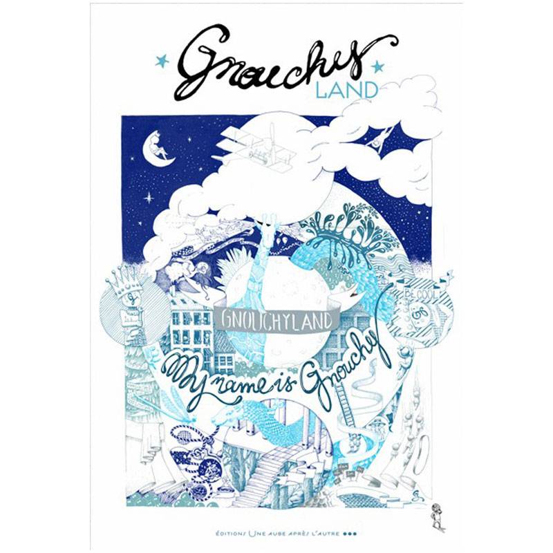 Affiche gnouchy - girafe bleue