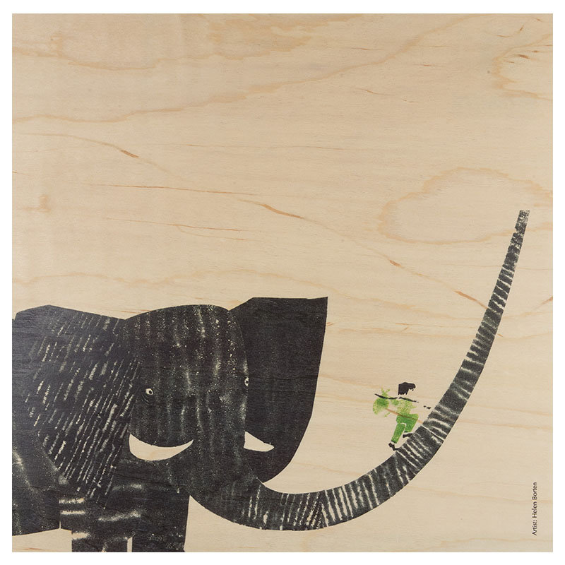 Poster en bois boy on elephant