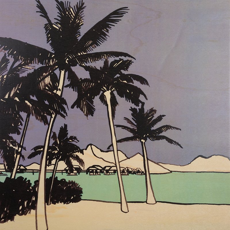 Poster en bois palm trees