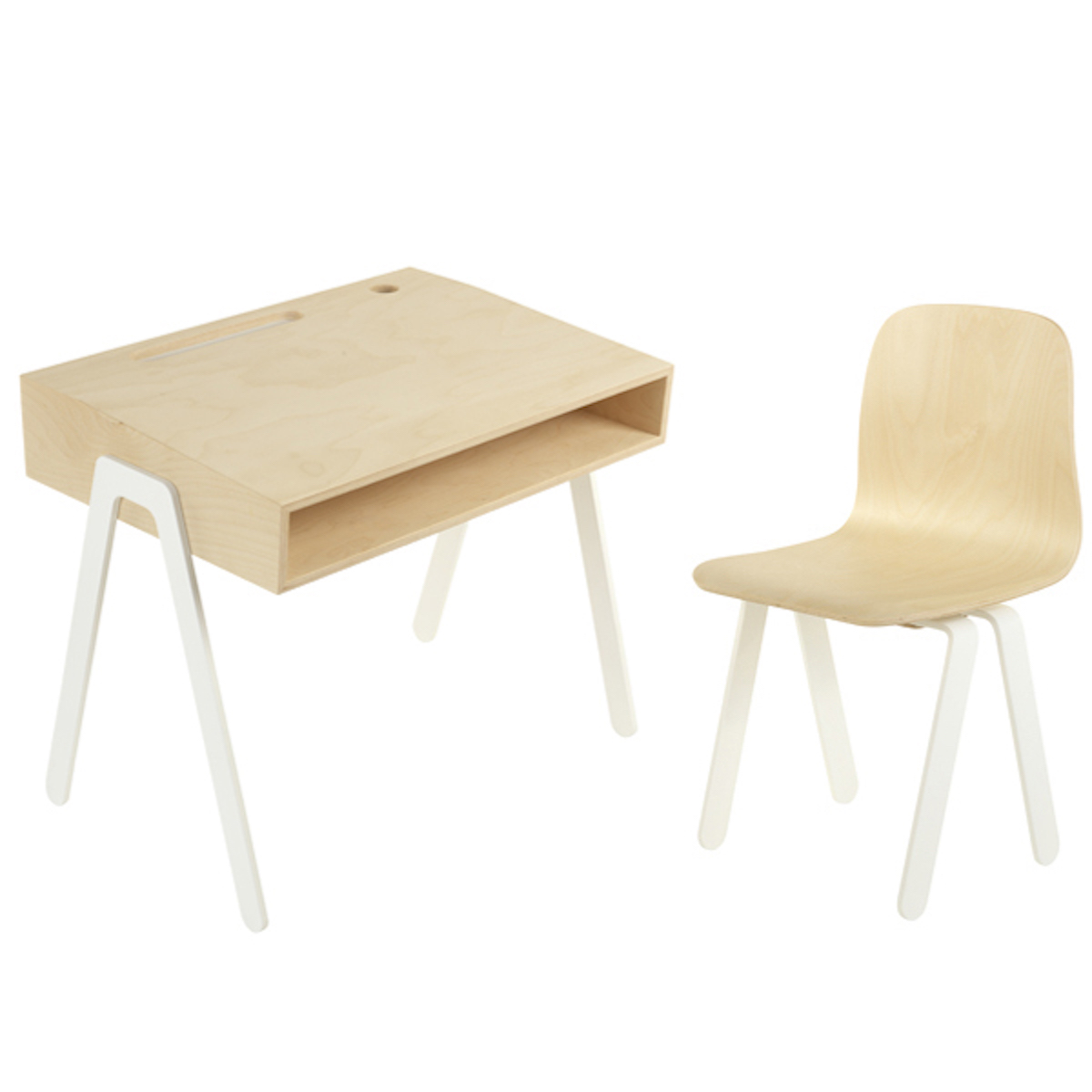 Bureau-chaise small in2wood blanc