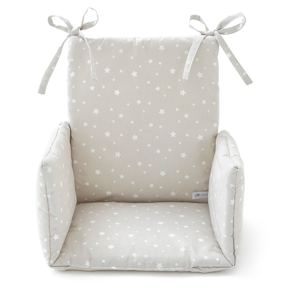 Coussin chaise haute etoile gris pastel