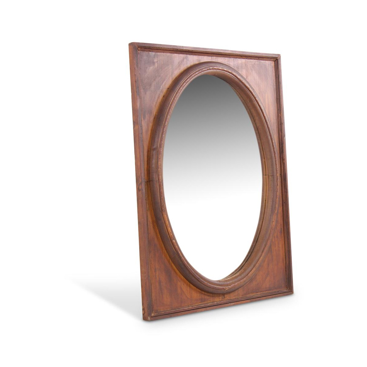 Miroir ancien oval vertical bois