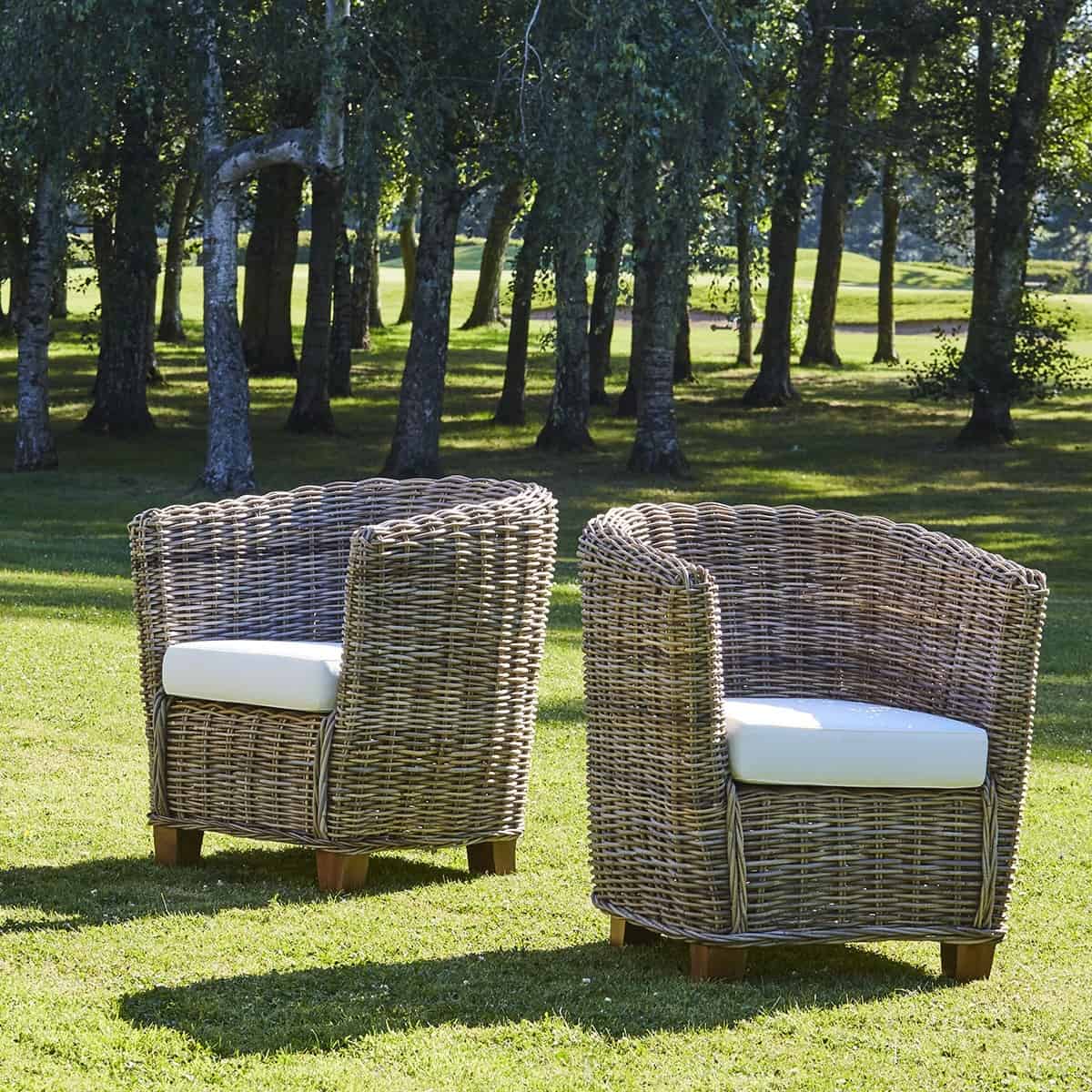 Lot 2 fauteuils de jardin kubu naturel