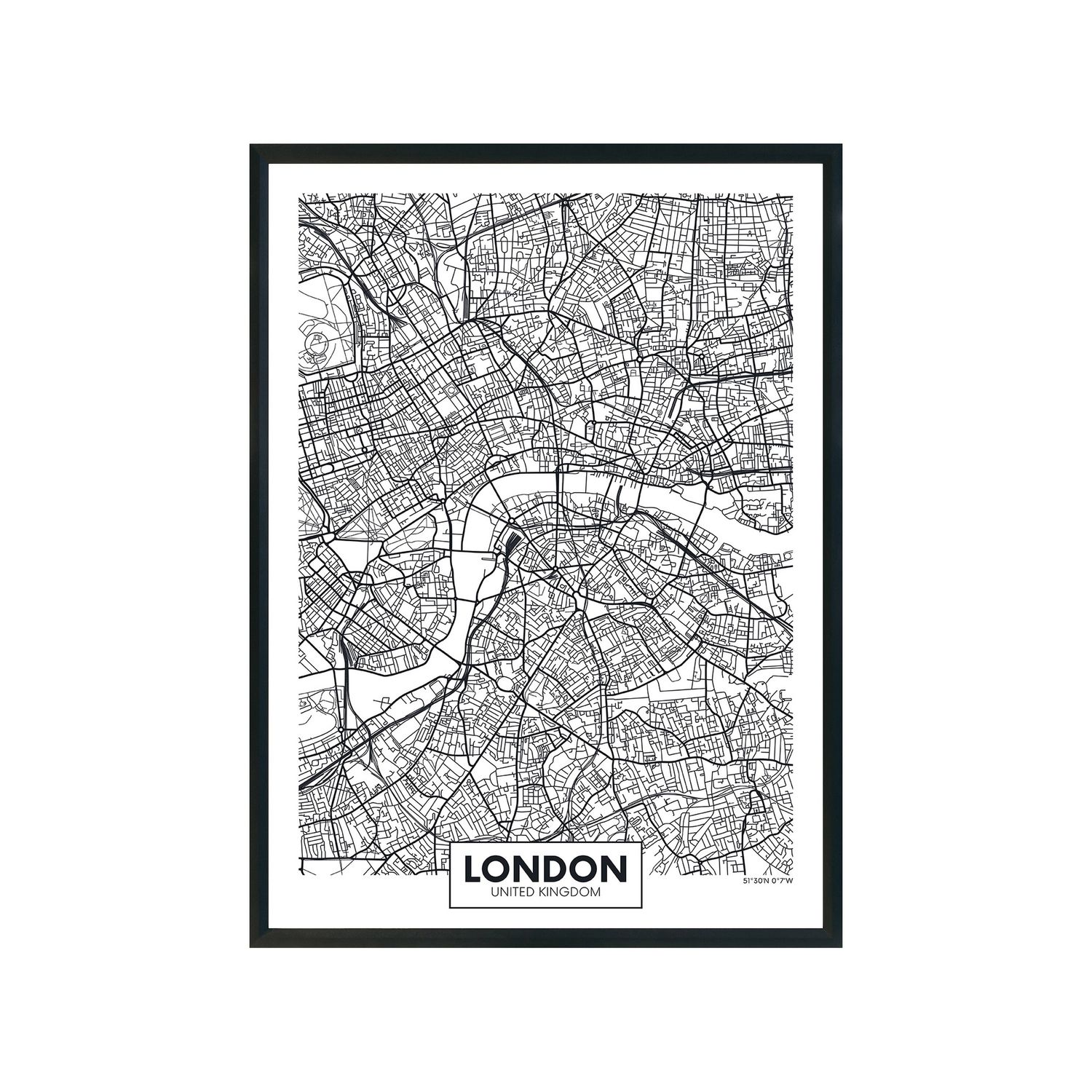 Tableau carte ville city map Londres