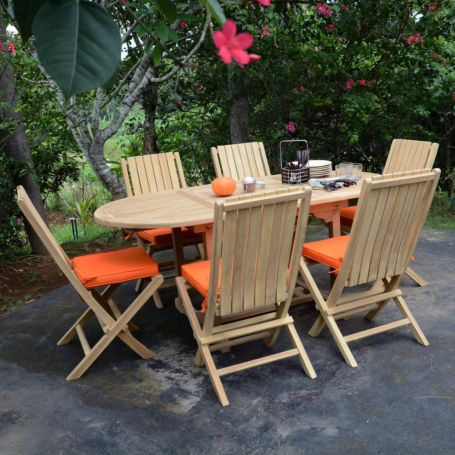 Salon de jardin teck sirocco + 6 chaises
