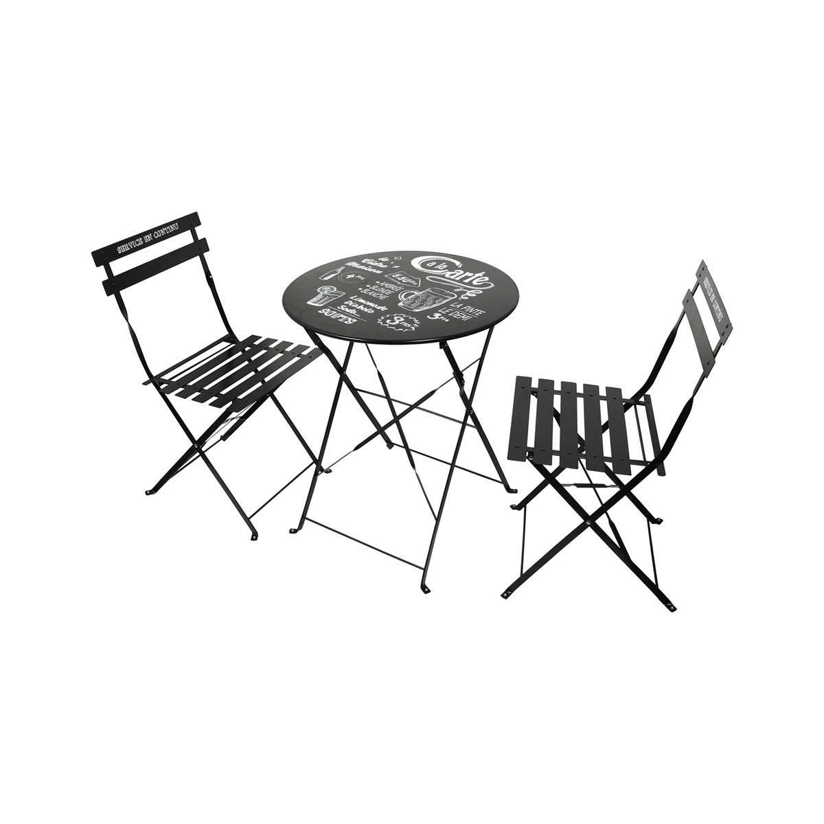 Table de jardin et 2 chaises noir