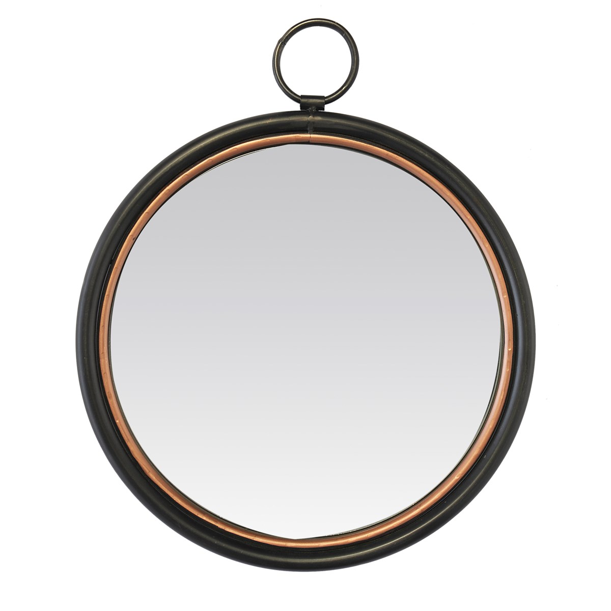 Miroir rond biseaute metal anneau