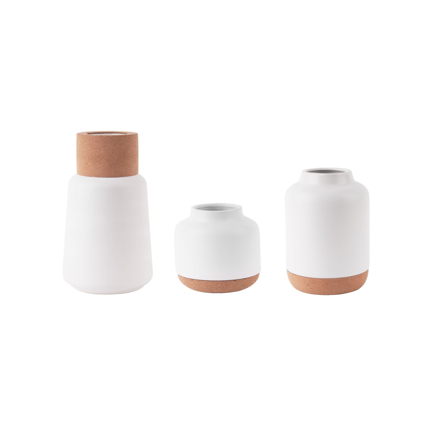 3 vases en liège et céramique craft