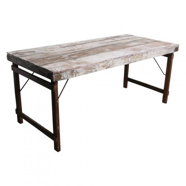 Vintage- table pliante bois blanc