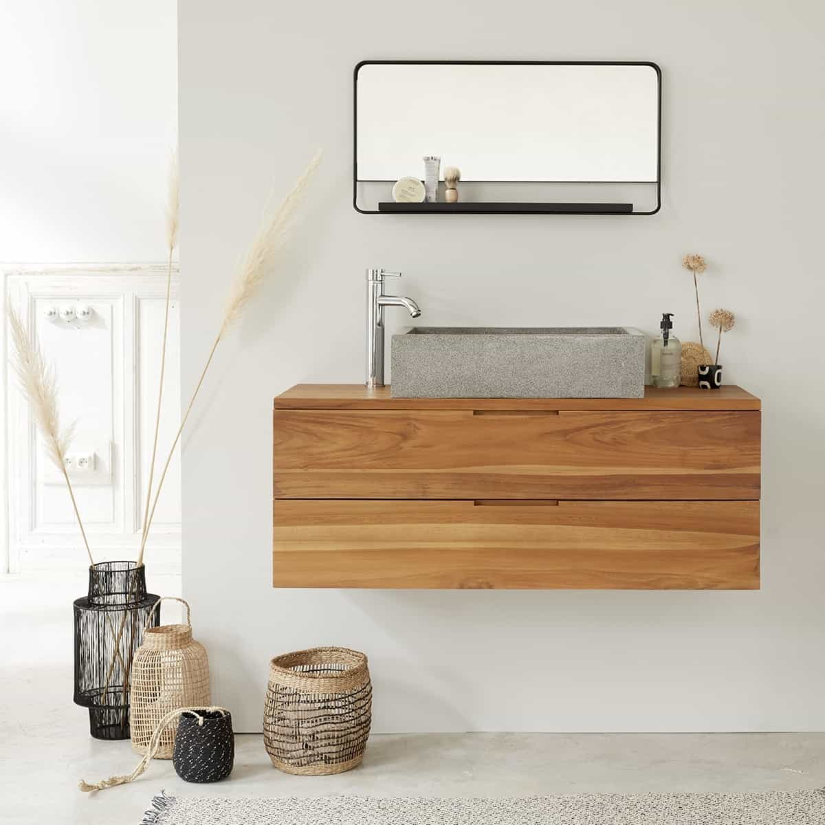 Meuble de salle de bain en bois de teck