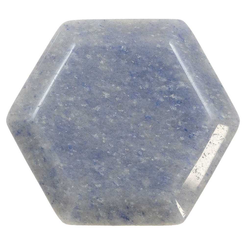 Hexagone poli en quartz bleu - 4 cm