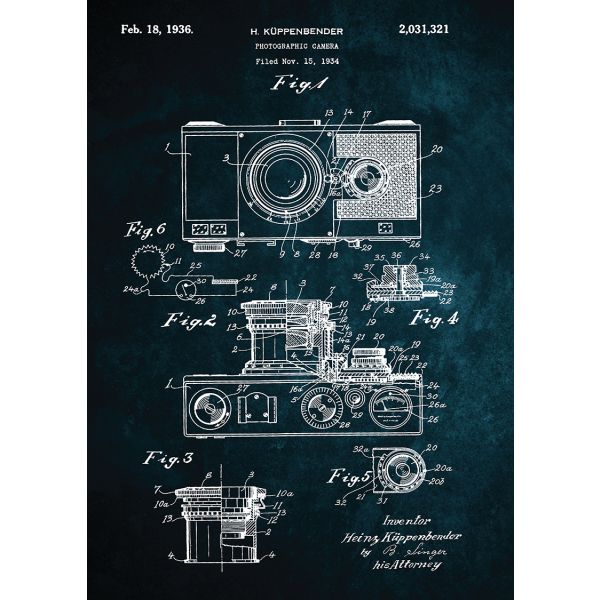Tableau metal brevet appareil photo