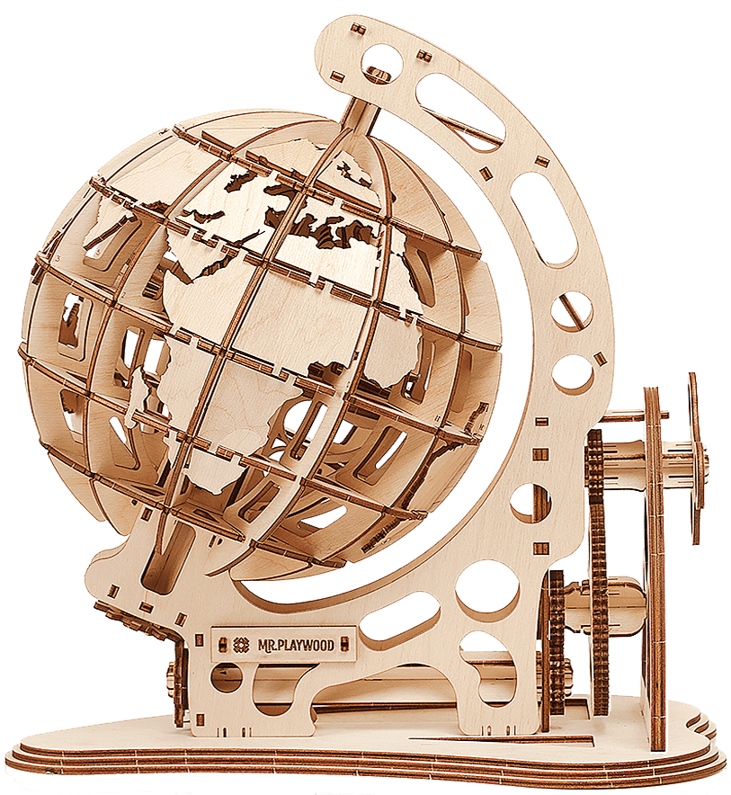 Maquette globe terrestre en bois
