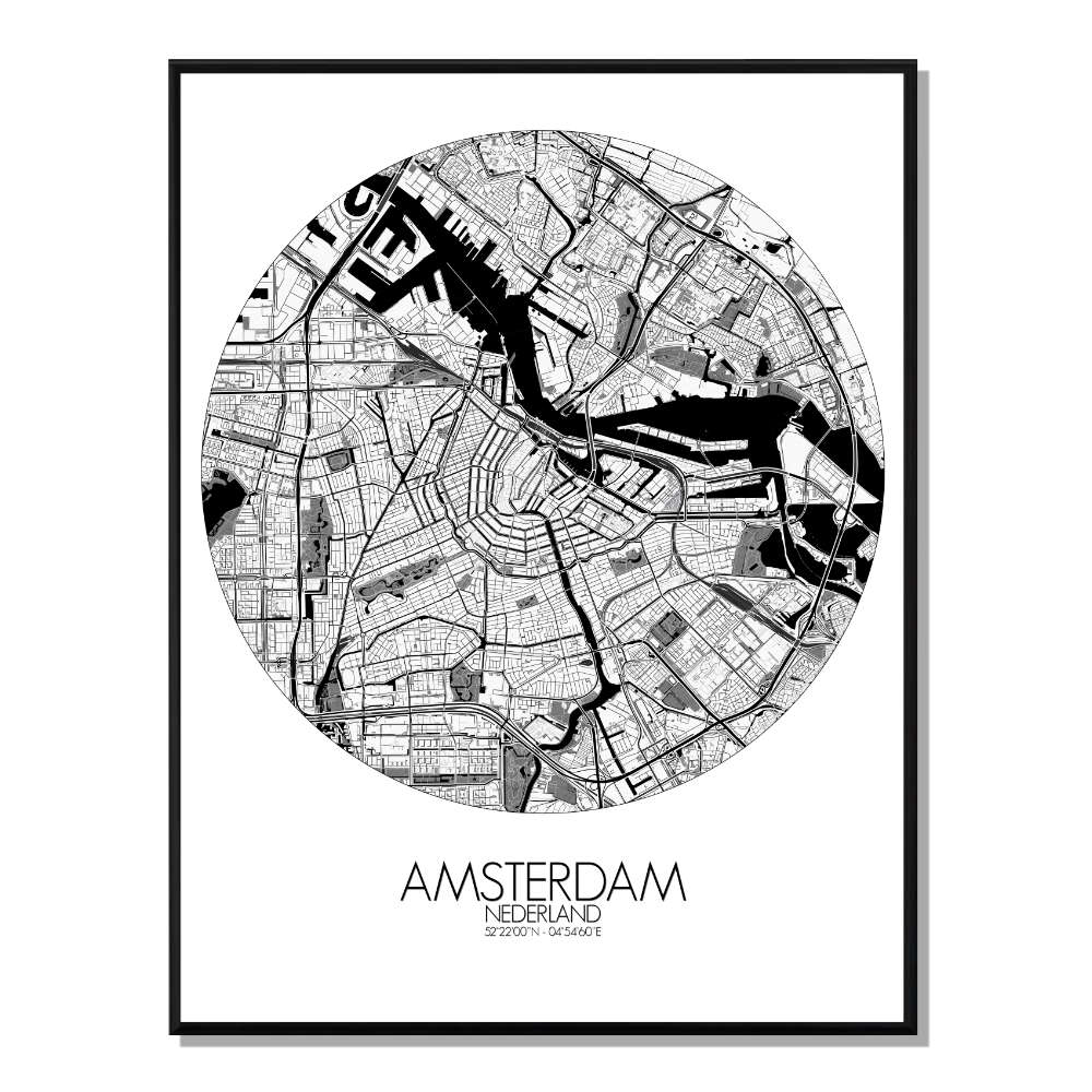 Amsterdam carte ville city map rond