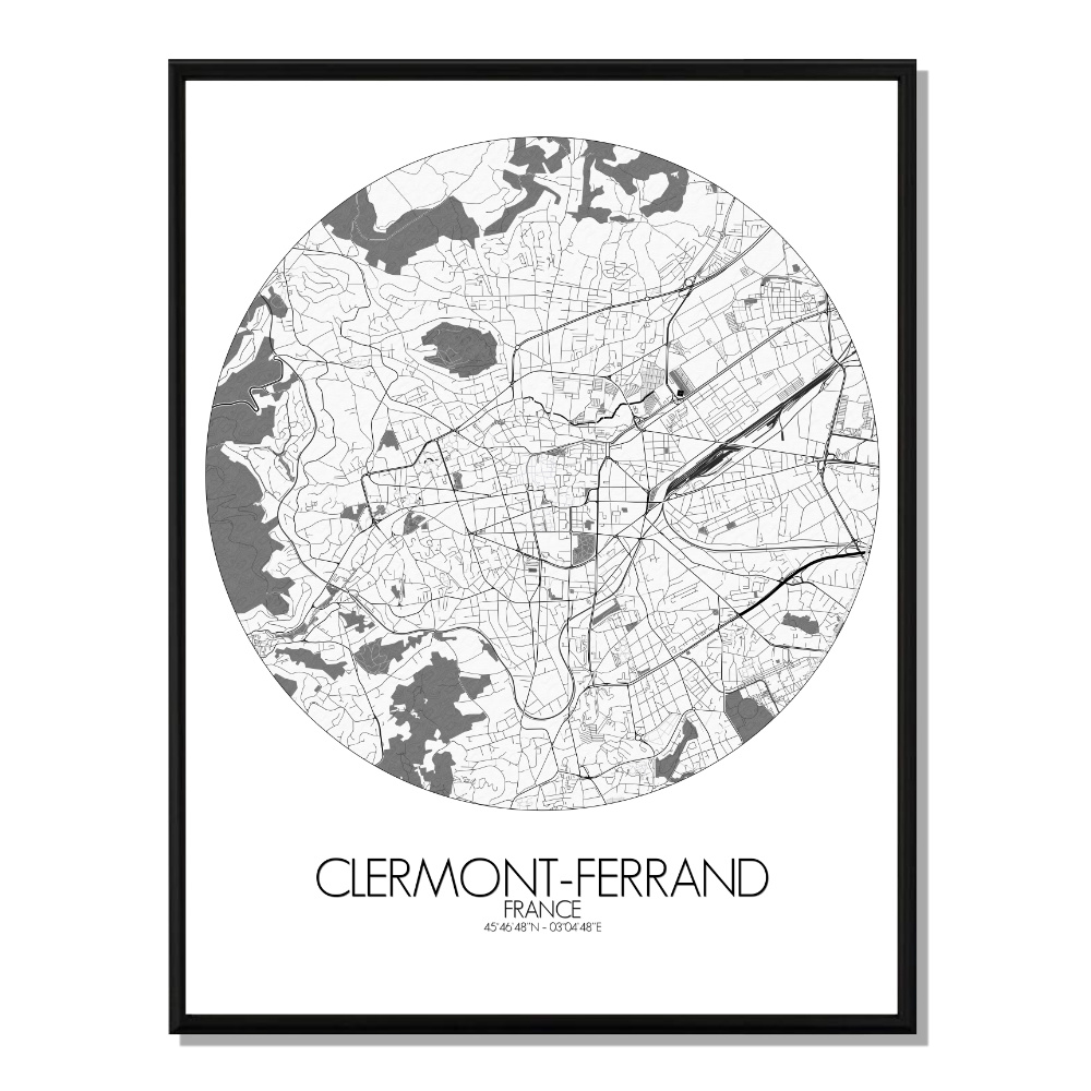 Clermont carte ville city map rond